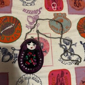 Purple Matryoshka Doll Crossbody Pouch